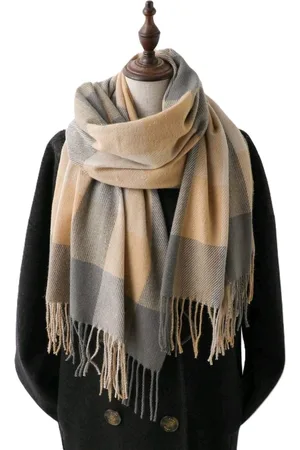 Merkloos DEETJE ??? Dames Sjaal - Shawl - Winter Fashion - Winter Sjaal - Herfst Sjaal - Omslagdoek - Geblokt - - Grijs - 180 * 66