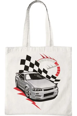 Merkloos Katoenen Tas met Print - Auto Design - Tote Bag