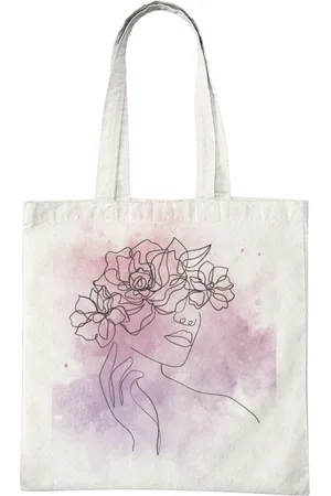 Merkloos Katoenen Tas met Print - Flower Girl Design - Tote Bag