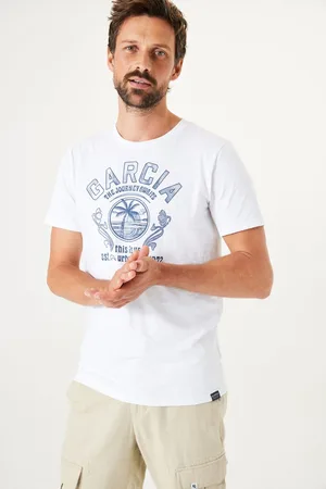 Garcia Heren Chest print T-shirt Wit Korte mouw
