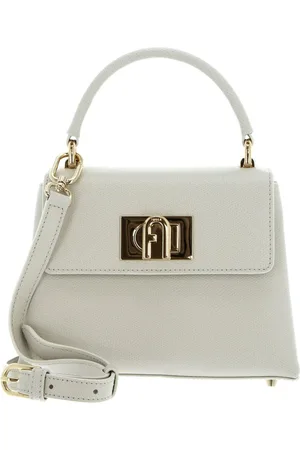 Furla Leren Handtas Avondtas 1927 Mini Top Handle Bag Lichtgrijs