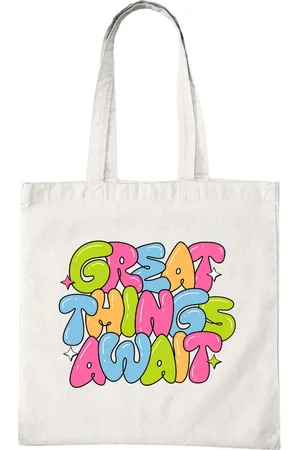 Merkloos Katoenen Tas met Print - Great Things Await Design - Tote Bag