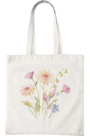 Merkloos Katoenen Tas met Print - Bloemen Schilderij Design - Tote Bag