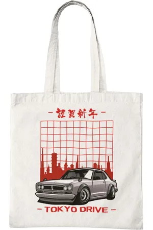 Merkloos Katoenen Tas met Print - Tokyo Drive Design - Tote Bag