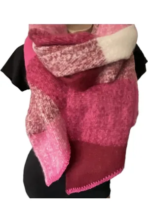 Merkloos Sjaal - Dikke Kwaliteit - Geblokt - Fuchsia - 220 x 50 cm (969628#)
