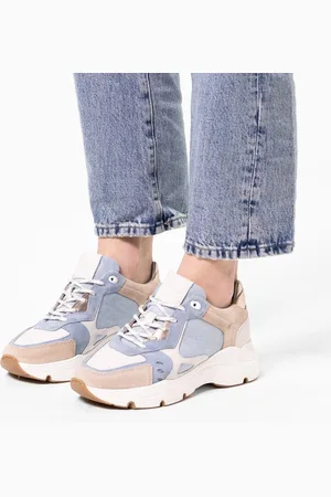 Manfield Dames - Blauwe denim sneakers