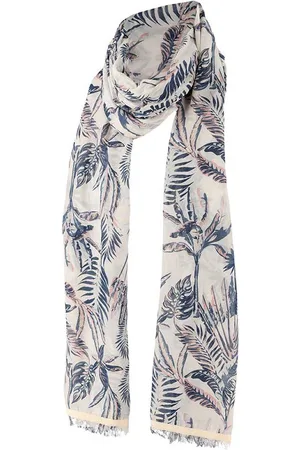 sarlini Langwerpige Sjaal Leaves Denim