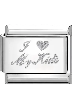quiges Schakel - Bedel - 9mm - charms - Graveren Ik hou van mijn kinderen - Geschikt voor - Nomination- armband - Schakelarmband - italy bedels armband