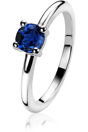 ZinZi Zilveren aanschuifring rond donkerblauw ZIR1300Q