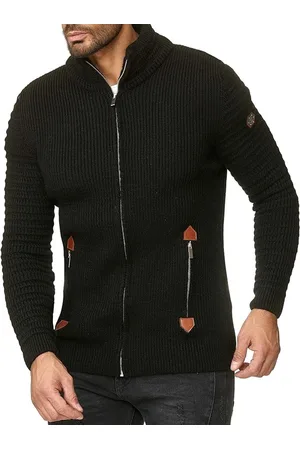 Merkloos Gebreid vest voor heren, cardigan met opstaande kraag, Basic Luxury