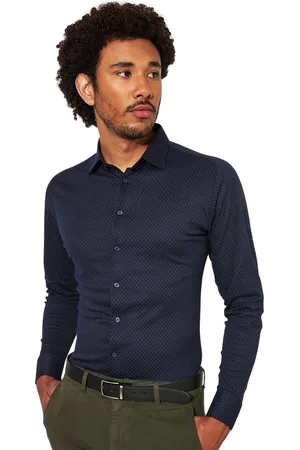 DESOTO Overhemd Kent Grafische Print Donkerblauw