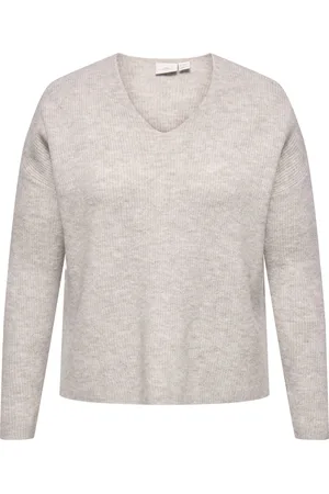ONLY Trui Carcamilla V-neck L/s Pullover Knt 15327166 Pumice Stone Detail:melange Dames
