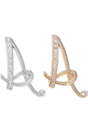 Merkloos Contetn in html - 2 stuks - letter A broches - strass broches - legering broches - creatieve broches - gepersonaliseerde broches - elegante broches - kledingaccessoires - Eén maat .