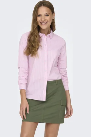 JDY Jacqueline de Yong Blouse mio L/s Shirt Wvn Noos 15149877 Shocking Pink/small White Dames