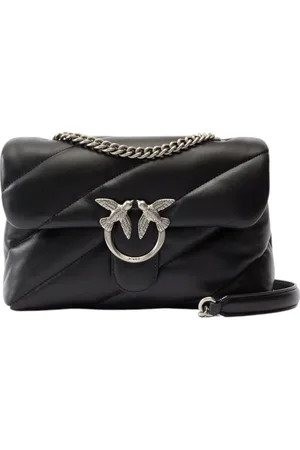 Pinko Leren Schoudertas Love Puff Classic CL Sheep Nappa Zwart