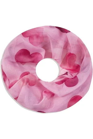 Merkloos Dunne Colsjaal - Harten Print - Roze - 77 x 48 cm (24014#)