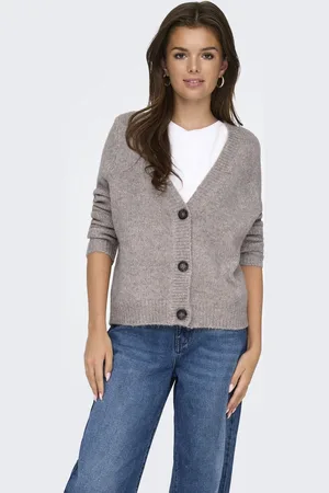 ONLY Vest Onlzoey L/s Regular Cardigan Knt No 15332549 Woodsmoke/melange Dames