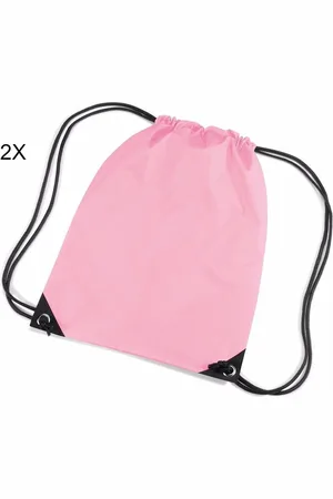 Merkloos Scoby - 2 x Gymtas - Sporttas voor Kinderen - Drawstring Bag - Festivals, School, en Sport - 12L - Licht Roze - One Size