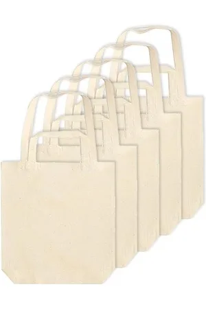 Merkloos 5x canvas tassen met dubbel hengsel 38 x 42 cm - Bedrukbare katoenen tas/shopper