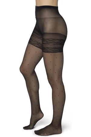Bonnie Doon Curvy Line Dames Panty met Stippen 20 Denier maat 56/58 5XL Zwart - Plus Size - Lycra Xceptionelle