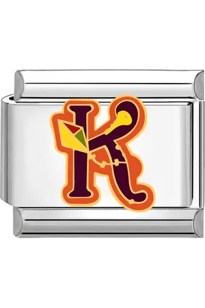quiges Schakel - Bedel - 9mm - charms - Kleurrijk - alfabet K - Geschikt voor - Nomination- armband - Schakelarmband - italy bedels armband