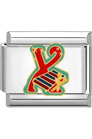 quiges Schakel - Bedel - 9mm - charms - Kleurrijk - alfabet X - Geschikt voor - Nomination- armband - Schakelarmband - italy bedels armband