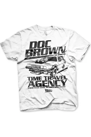 Back To The Future Doc Brown Time Travel Agency T-Shirt White-XL