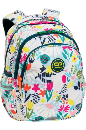 Coolpack Schooltas - Rugzak - 3 compartimenten - 21L - Wit / roze/ groen - Bloemen onderwerp
