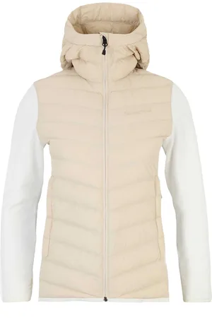 Peak Performance Frost Down Hybrid Hood Isolatiejas Dames Sand Fog-Offwhite M