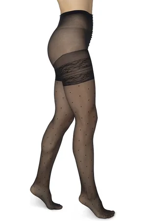 Bonnie Doon Curvy Line Dames Panty met Stippen 20 Denier maat 44/46 XXL Zwart - Plus Size - Lycra Xceptionelle