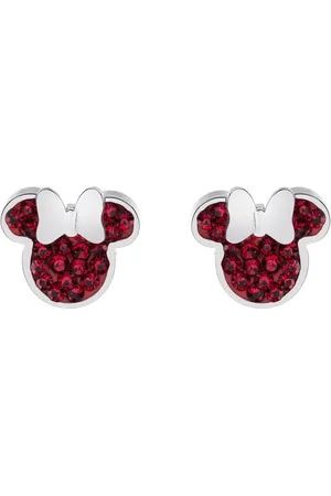 Disney 4-DIS036 Minnie Mouse Oorbellen - Minnie Oorknopjes - Sieraden - 8x9mm - Staal - Hypoallergeen - Kristal - - Zilverkleurig