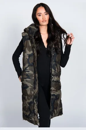 Merkloos Bodywarmer - puffer - lange bodywarmer - camouflage - puffer zonder mouwen