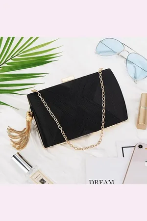 Merkloos Vrouwen Clutch Bag Avondtas Omzoomd Avond Handtas, Lady Party Wedding Clutch Purse Chain Schouder Cross Body Bag