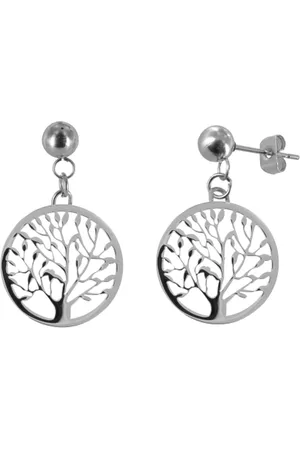 CO88 Beloved 8CE 10004 Stalen Oorbellen met Hanger - Levensboom Ø 25 mm