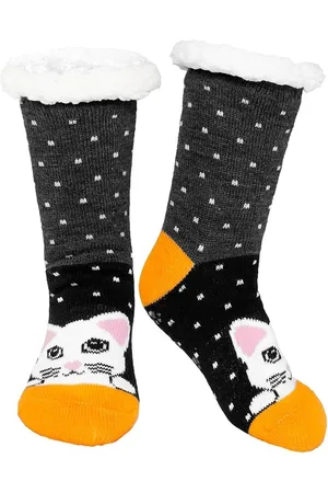Merkloos Dames Huissokken Stoppersokken Wintersokken: Knuffelsokken Warm Dik Sokken met ABS Anti-slip Zolen, Binnenste Fleece, Grappig Dierenpatroon Kerstsokken 1 Paar