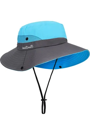 Merkloos Zonnehoed Dames voor buiten paardenstaart opvouwbare vissershoed brede rand mesh zomerhoed vizier 56-58 cm - Hemelsblauw 56-58 Zonnehoed Dames