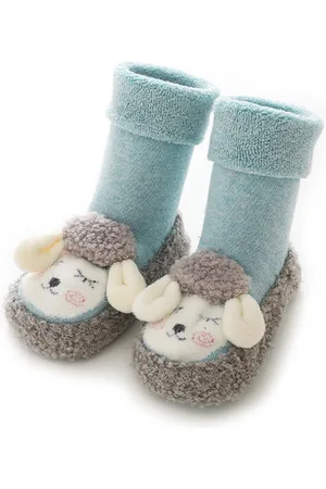 Merkloos Baby Cartoon Pluche Katoenen Peuterschoenen - Herfst en Winter Terry Verdikte Kinder Peuterschoenen - Antislip Pom Pom Babyschoenen - Platte Zool Antislip - Warm en Comfortabel - Geschikt voor 6-12 Maanden Pasgeborenen