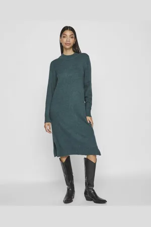 VILA VIRIL CREW NECK L/S MIDI DRESS - NOOS - Dames - Mini jurken