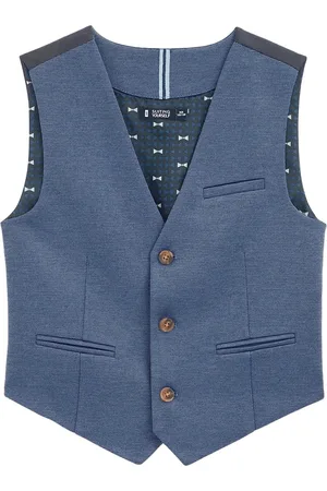 WE Fashion Jongens slim fit gilet met structuur