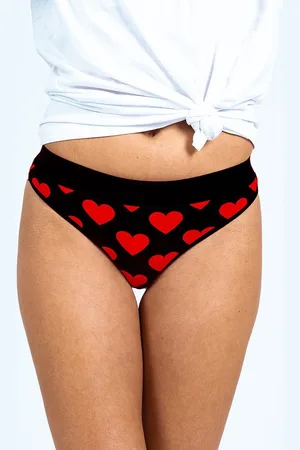 Merkloos Valentijn hartjes string - Valentijn cadeau voor vriendin verjaardag - kado vrouwen - dames hartjes ondergoed - Liefdes string