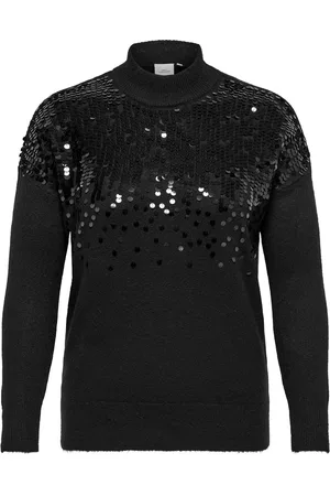 ONLY CARALBA LS SEQUINS HIGH NECK KNT - Dames
