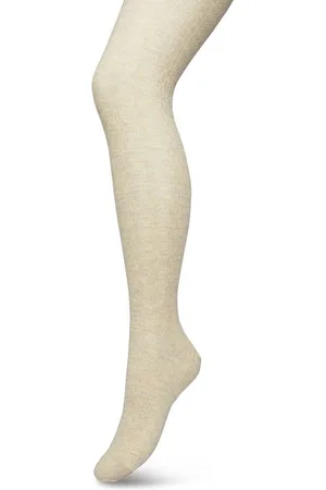 Bonnie Doon Bio Kabel Maillot Dames Zand maat S/M - Ingebreid Kabel patroon - Biologisch Katoen - Uitstekend draagcomfort - Classic Cable Tights - OEKO-TEX - Gladde Naden - Klassiek - Crème - - BP211903.343