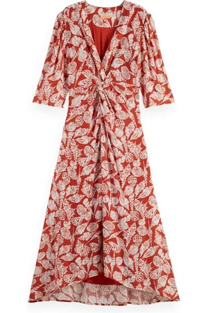 Scotch&Soda Midi wrap dress with knot detail Dames Jurk