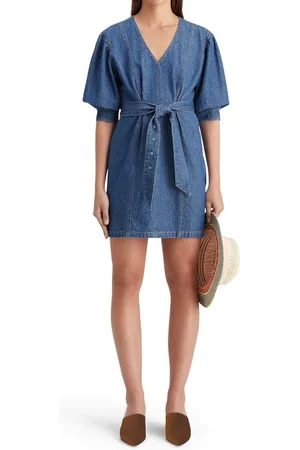 Scotch&Soda BELTED V - NECK WASHED DENIM DRESS Dames Jurk