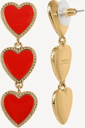 Margot Bardot Maeva Red. - Statement oorbellen dames - 14K Gold Plated - Oorbellen - - Rode hartjes