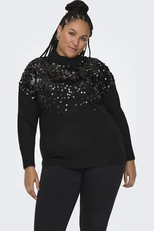 ONLY CARALBA LS SEQUINS HIGH NECK KNT - Dames