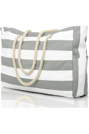 Merkloos Strandtas, strepen, tote bag, badtas, waterdicht, strandtas, groot, met ritssluiting, shopper, tas, strandtas, XXL, familie, boodschappentas, schoudertas, universiteit, reistas, reistas