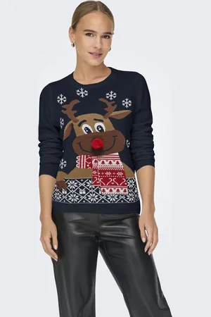 ONLY ONLXMAS LS O-NECK MIX DETAIL BOX KNT Dames Trui