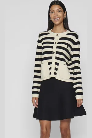 VILA Vest Vidrea L/s O-neck Knit Cardigan 14103792 Birch/black Beauty Dames