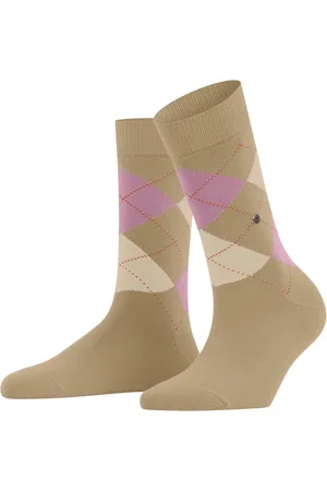 Burlington Queen Hoge Dames Sokken - Biologisch katoenen Dames kousen met ruit print - 36